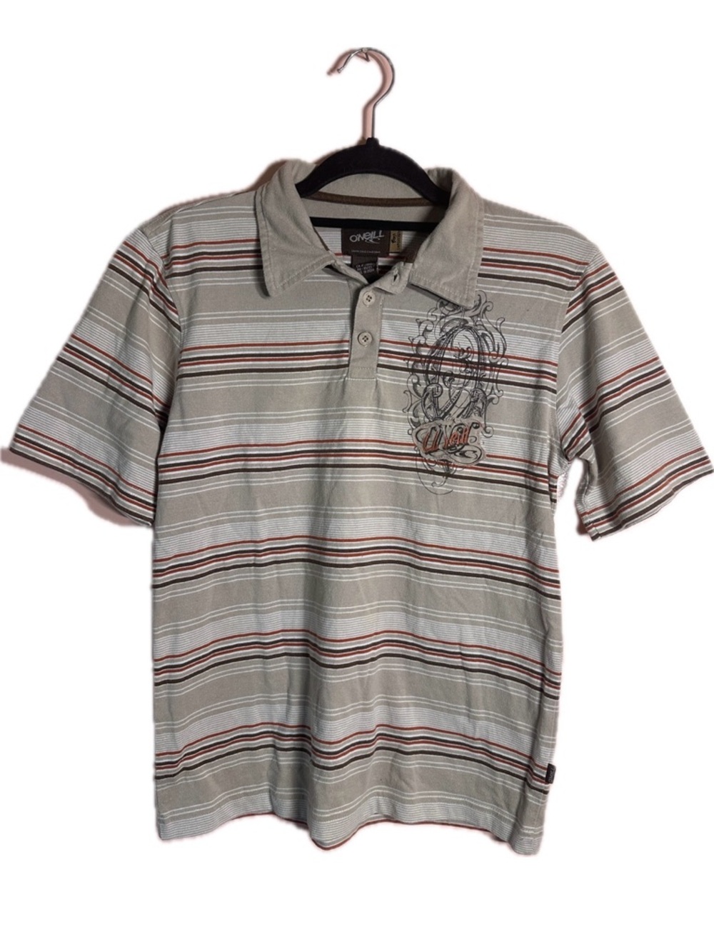 Vintage Y2K O'Neill Surfer Alt Style Striped Polo Chest Graphic Women’s Small